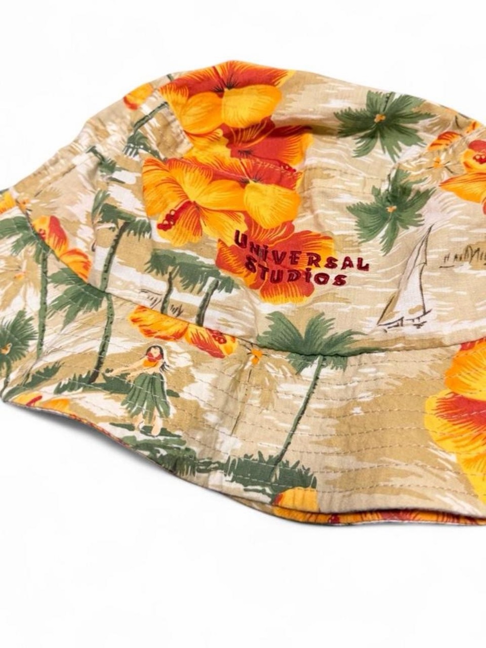 Tropical Floral Bucket Hat in Beige, Orange, Green